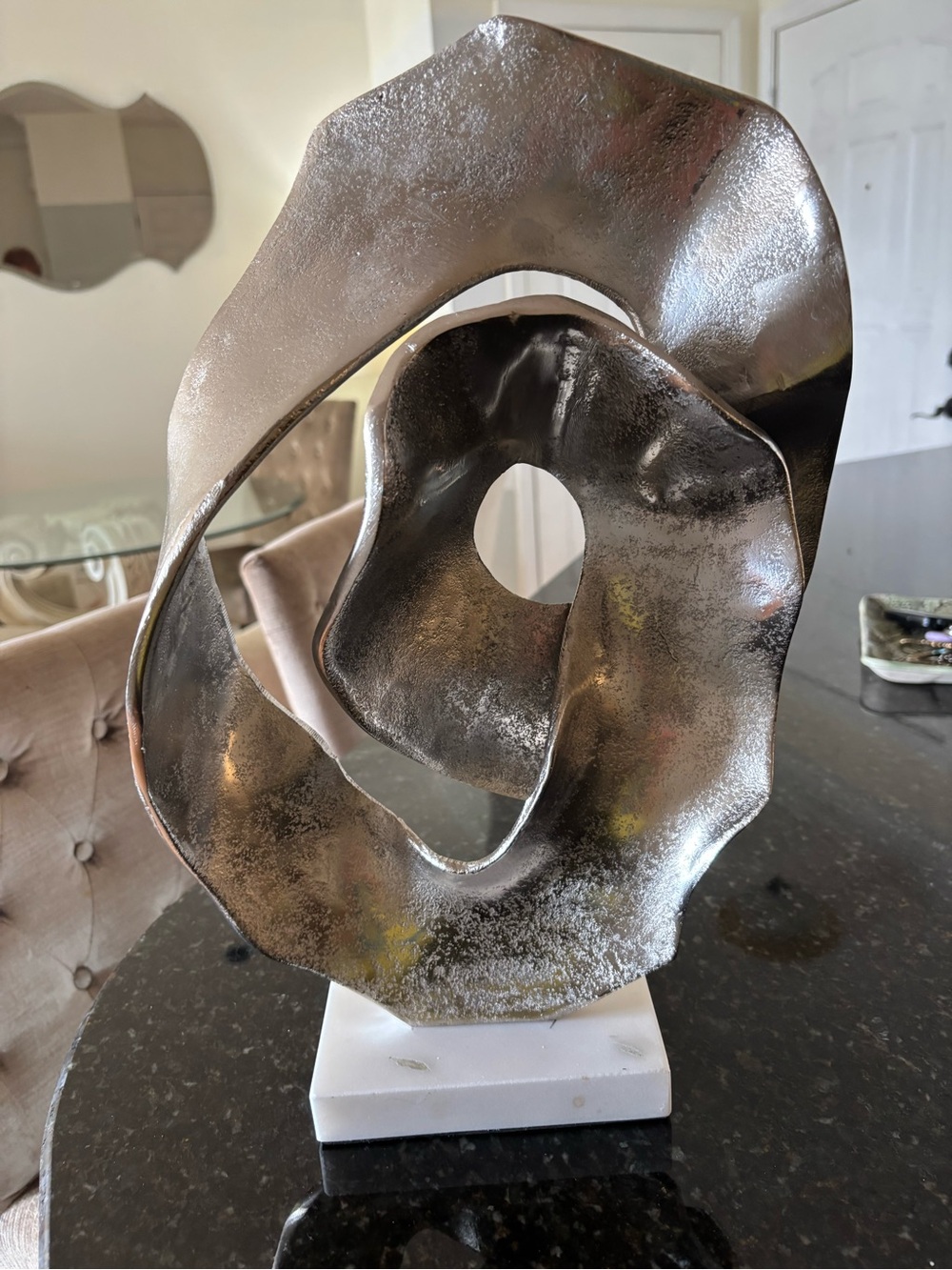Modern Abstract Metal Sculpture - Silver Decorative Home Art
